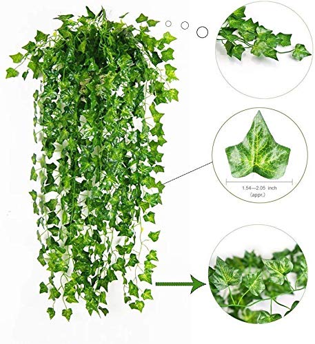 Fake Ivy Leaves Artificial Ivy Greenery Vines for Room Decor Leaves Room Decor Fake Leaves Ivy Eucalyptus Garland Faux Vines Wedding Decor (24 Strands of Ivy)