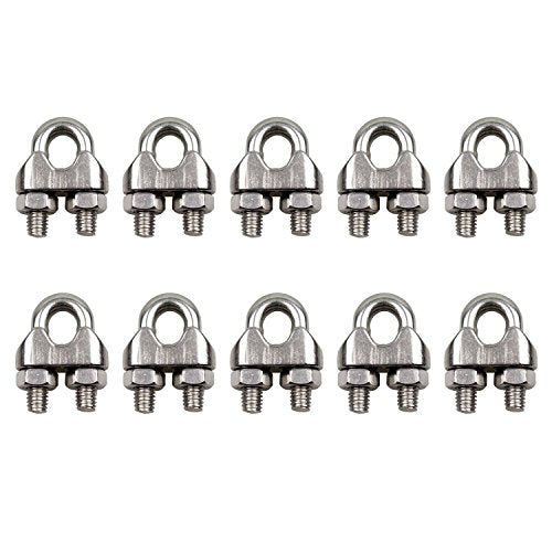 M2 304 Stainless Steel 1/16 Inch/2mm Wire Rope Cable Clip Clamp, 10 Pieces