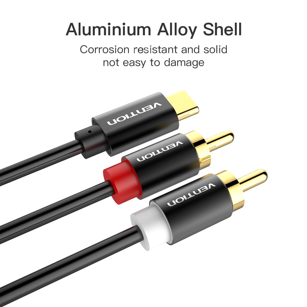 VENTION USB C to 2 RCA Audio Cable, Type-C to RCA Male 