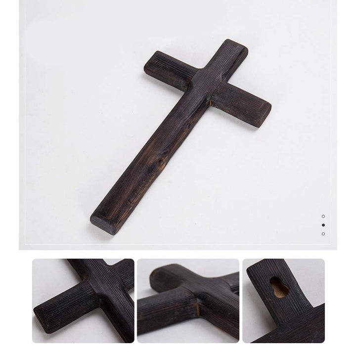 11 Inch Wall Mounted Jesus Cross Rustic Wooden Cross Wall Decor Solid Wood Black Holy Jesus Cross Home Weddings Party Meditation Gift Decoration