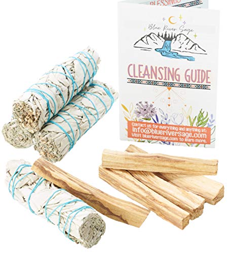 4 White Sage Smudge Sticks + 5 Palo Santo Sticks from Peru ~ for Smudging, Smoke Cleanse, Home or Office, Spiritual Use, Meditation