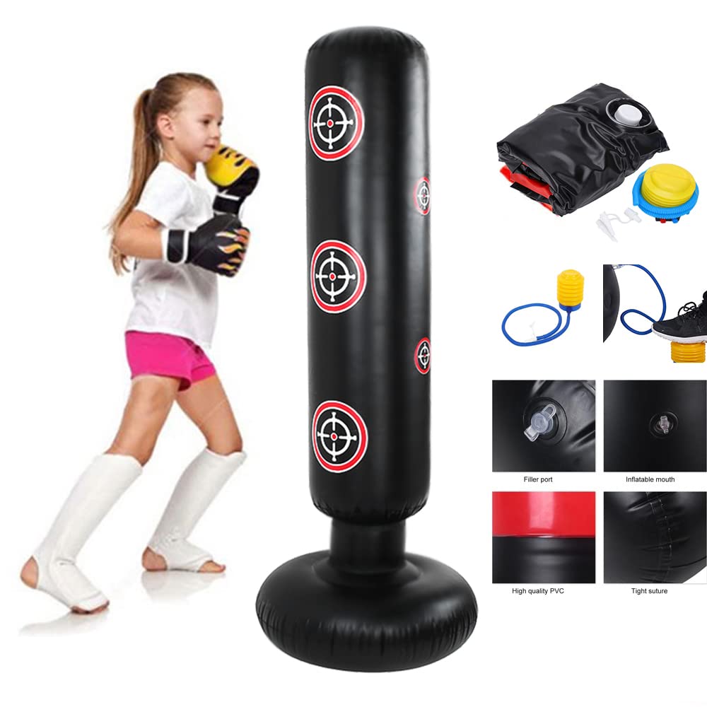 Inflatable Kids Punching Bag - ,Tall 5’ 3” Punching Bags for Kids,Free Standing Punch Bag,Punching Dummy Kids,Kick Boxing Bag with Air Pump Gift Box,Relieve Pent Up Energy in Kids (Target, 160)