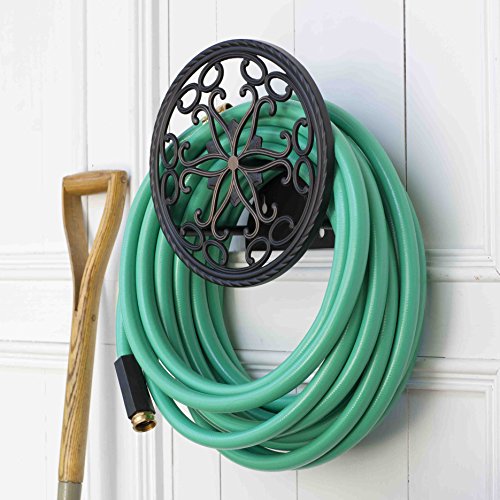 671 Wall Mount Decorative Garden Hose Butler, Holds 125-Feet of 5/8-Inch Hose - Patina