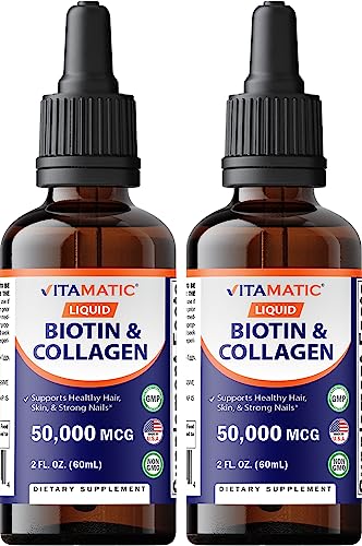 Vitamatic 2 Packs Liquid Biotin & Collagen for Hair