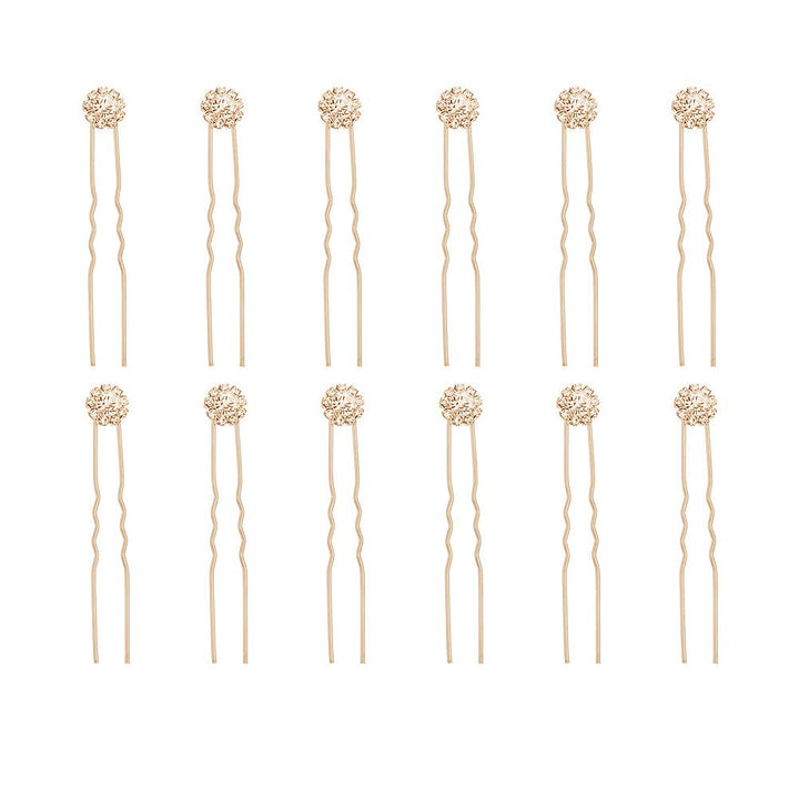 Ammei Crystal Bridal Hair Pins Clips Wedding Hair Accessories Hair Set Jewelry With Rhinestone For Brides and Bridesmaids Set Of 12 (Rose Gold)