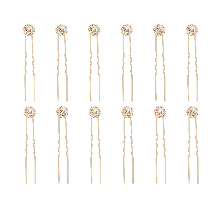 Ammei Crystal Bridal Hair Pins Clips Wedding Hair Accessories Hair Set Jewelry With Rhinestone For Brides and Bridesmaids Set Of 12 (Rose Gold)