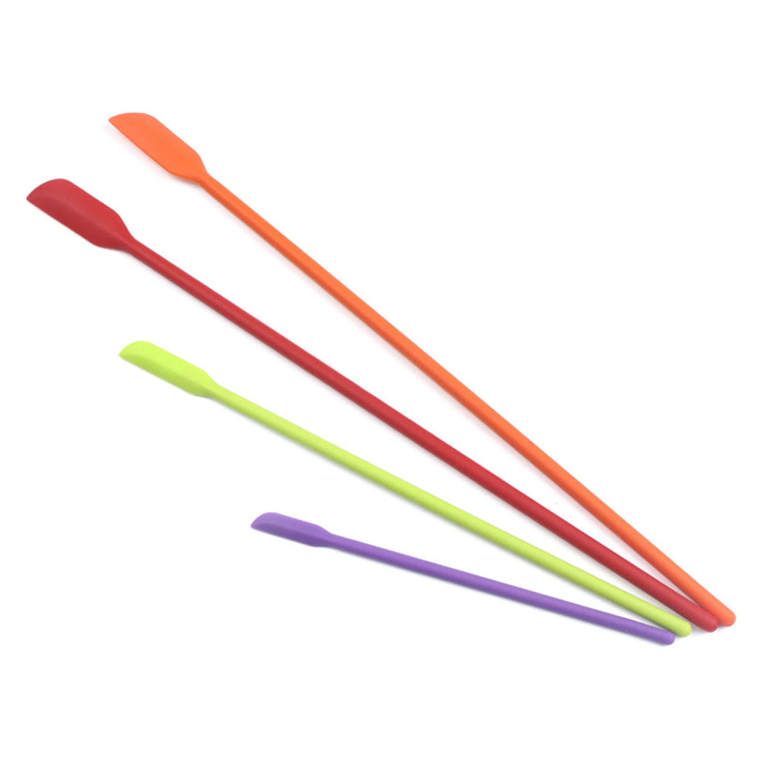 Beauty Spatula, 4 PCS Makeup Spatula Mini Spatula for Cosmetics and Kitchen Jar, Small Silicone Spatula for Beauty and Kitchen Tiny Spatula 3 Sizes (4)