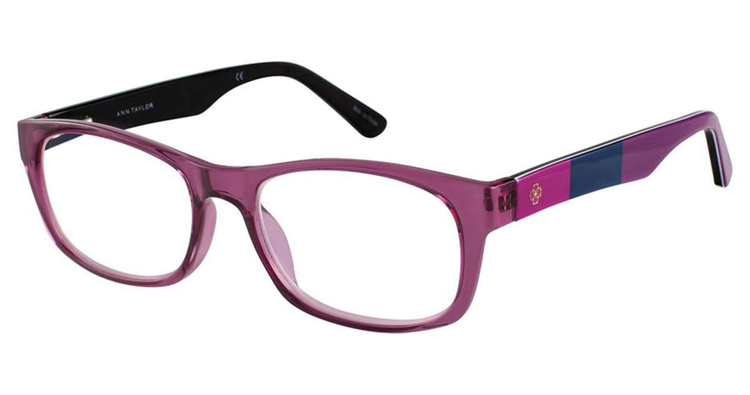 ATR040 Eyeglass Frames - Frame Translucent Eggplant/Purple Stripe, Size TYATR04015
