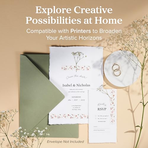 Wanderings Handmade Deckle Edge Paper - A5-5.8 x 8.3 - Great for Paint, Greeting Cards, Invitations, Printer, Watercolor, Writing - 50 Pack 150gsm Textured Paper with Raw Edge for Art and Crafts