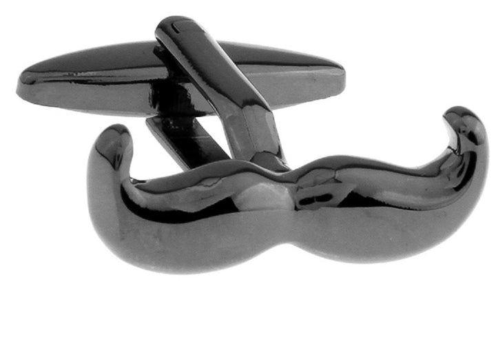 MRCUFF Mustache Moustache Black Gunmetal Pair Cufflinks