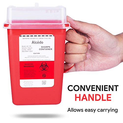 Sharps Container for Home Use and Professional 1 Quart (3-Pack) | Biohazard Needle and Syringe Disposal | Small Portable Container for Travel