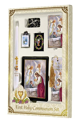 Boys Blessed Sacrament Deluxe First Communion Gift Box Set with Candle