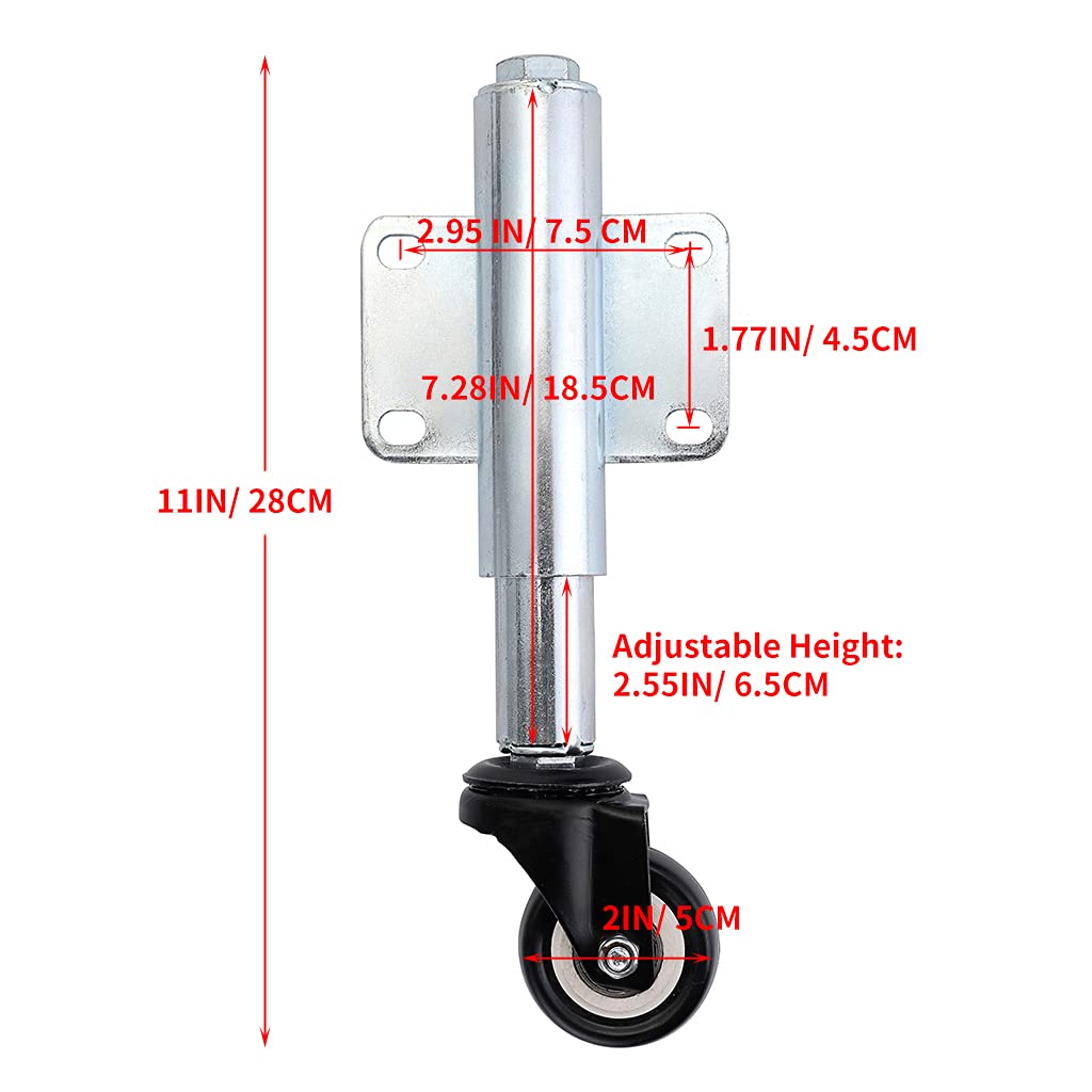 2 Spring Loaded Gate Caster, Retractable 2-1/2 Swivel Gate Caster Wheel for Garden Wooden Gate, Yard Fence, Load Capacity 110 Lbs