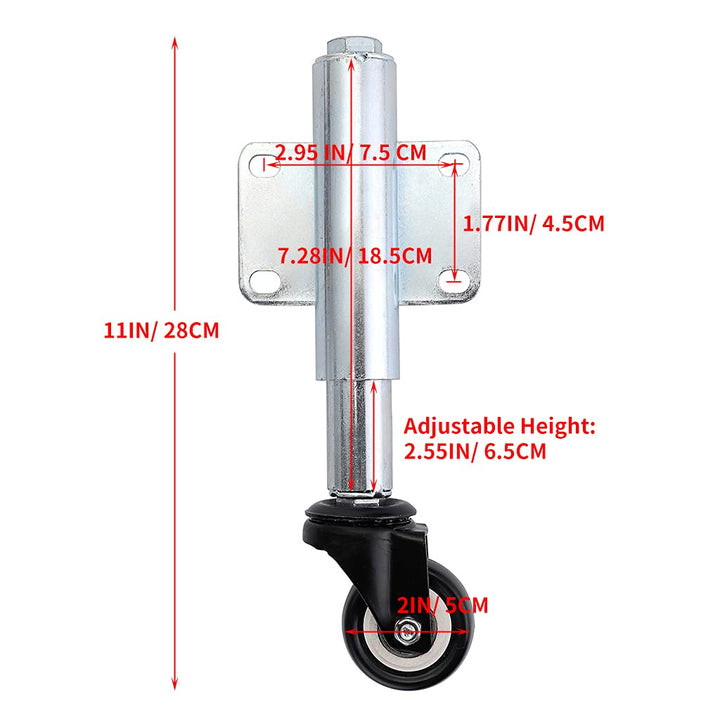 2 Spring Loaded Gate Caster, Retractable 2-1/2 Swivel Gate Caster Wheel for Garden Wooden Gate, Yard Fence, Load Capacity 110 Lbs
