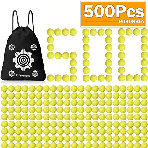 Upgraded 500-Round Balls Refill Pack Compatible with Nerf Rival Apollo, Zeus, Atlas and Artemis Blasters (Storage Bag Included)