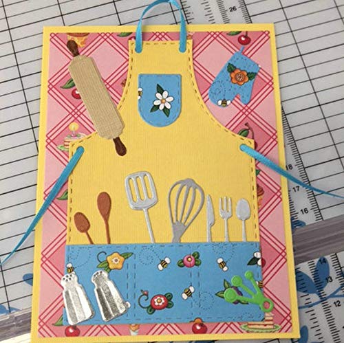 1 Pcs Kitchen Apron Cutting Dies, Metal Cutting Dies Stencils for DIY Cards Making Scrapbooking Dies Cuts Photo Album Art Cut Die Knife Mold 85MMx129MM