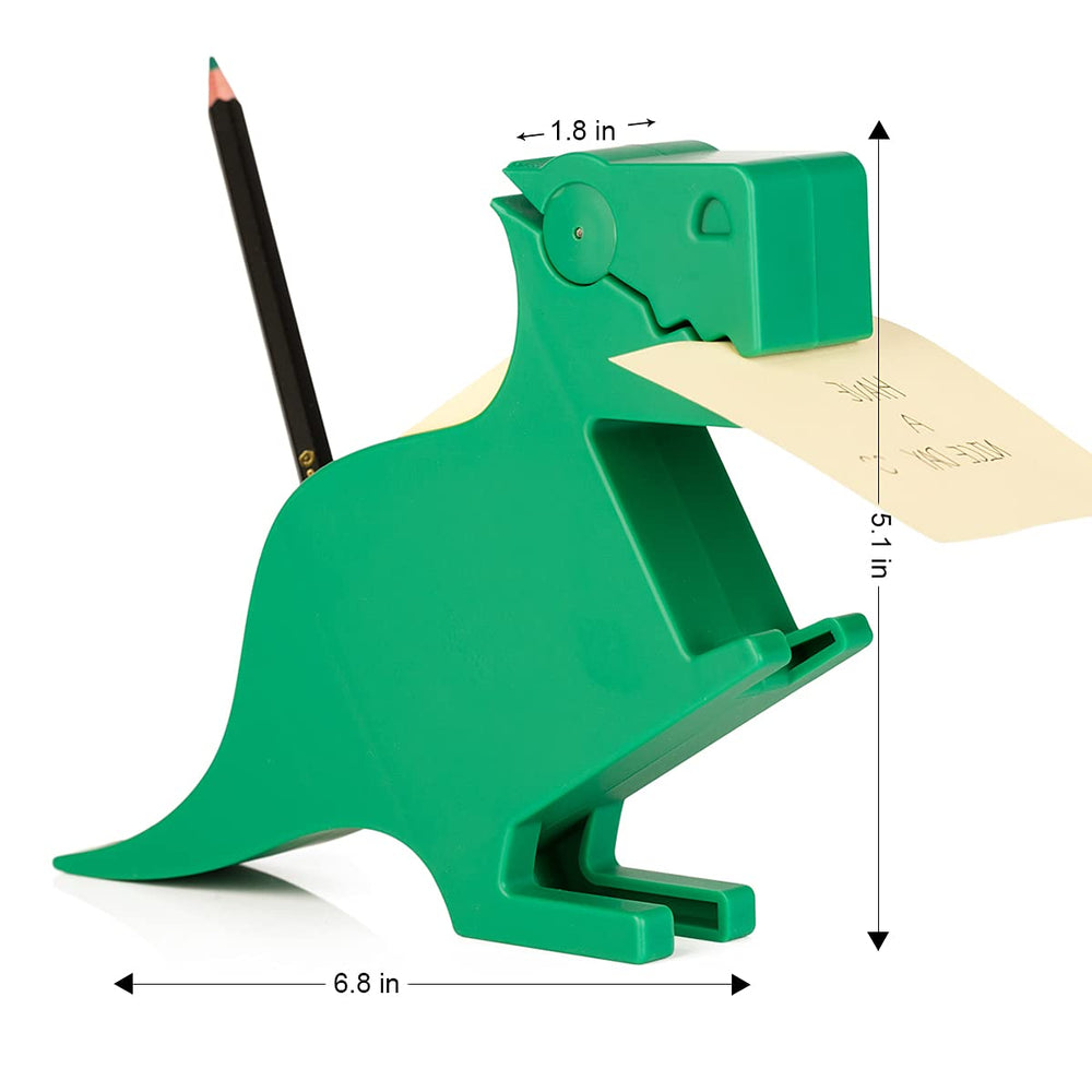 Dinosaur Memo Holder Desktop Clip For Note Pen Holder Multi-Functional Clip For Note Animal Note Clip With 2 Pack Memo (Dinosaur Green)