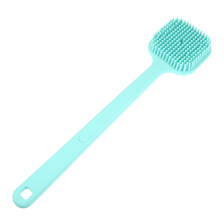 Soft Silicone Bath Brush, Non-Slip Back Scrubber Shower with Long Handle for Men and Women, Blue