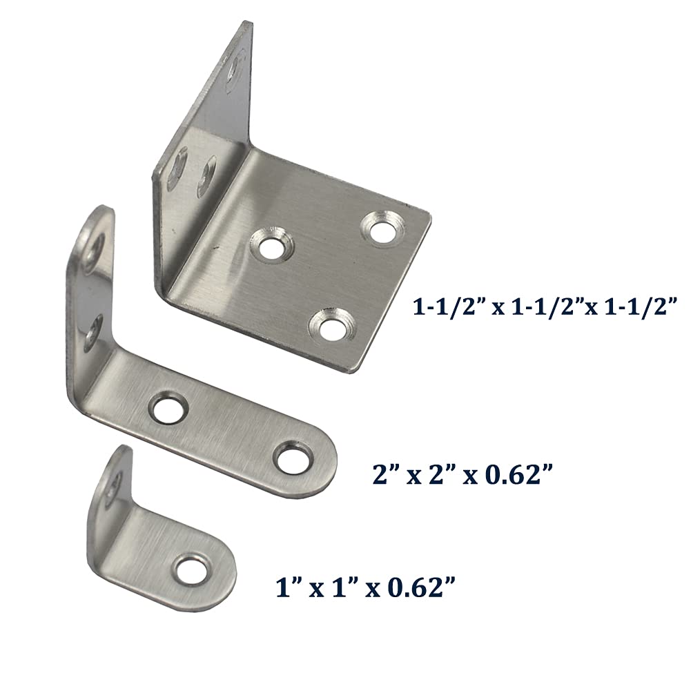 DGOL 12 pcs 2 x 2 x 0.62 inch Stainless Steel Corner Br