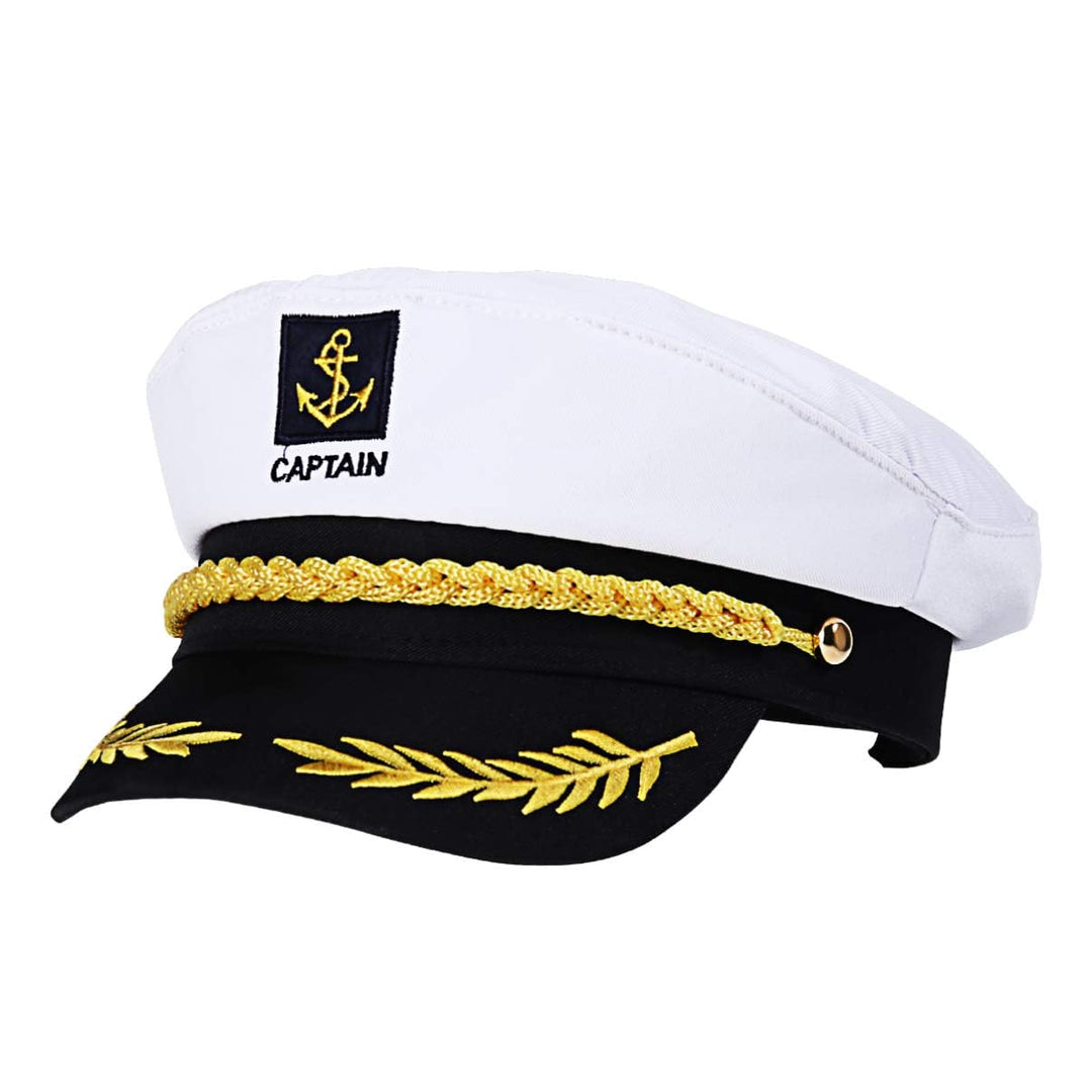 Captain Yacht Hat Cap Costume Hat Sailor Marine Admiral Hat for Halloween Costume Accessory, 8.6 x 6 x 2&#39;&#39; White