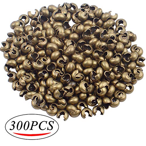 300 Pieces Crimp Beads Covers Half Round Open Tube Bead