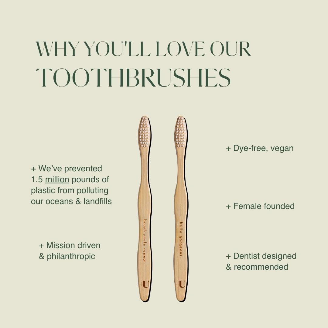 Plus Ultra 2-Pack Bamboo Toothbrush - BPA Free Soft Bri