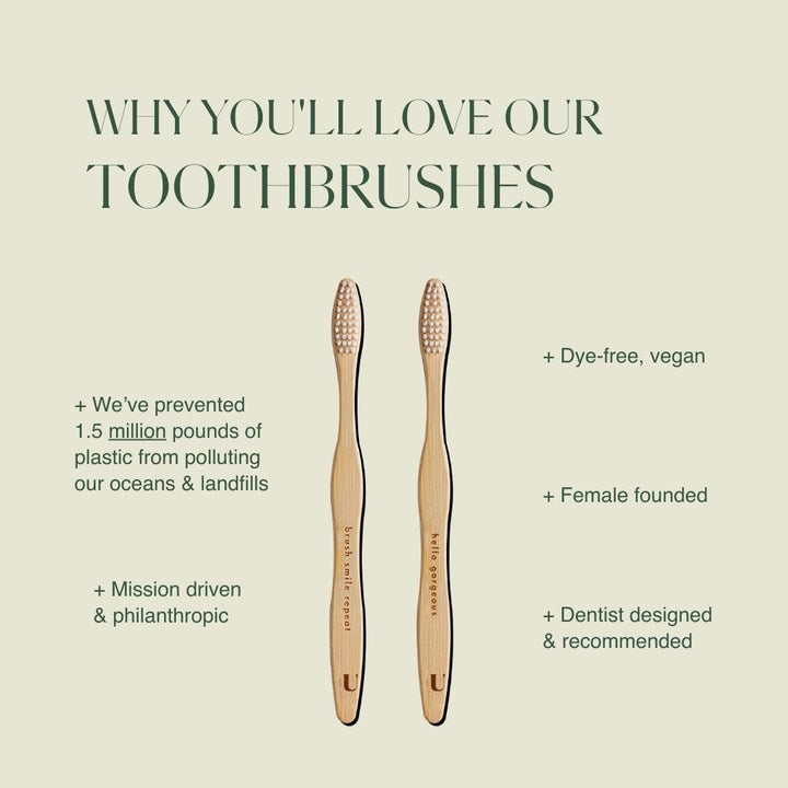 Plus Ultra 2-Pack Bamboo Toothbrush - BPA Free Soft Bri