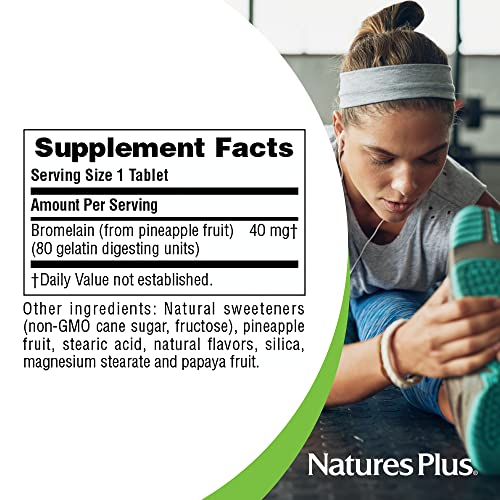 Natures Plus Chewable Bromelain - 40 mg - Natural Prote