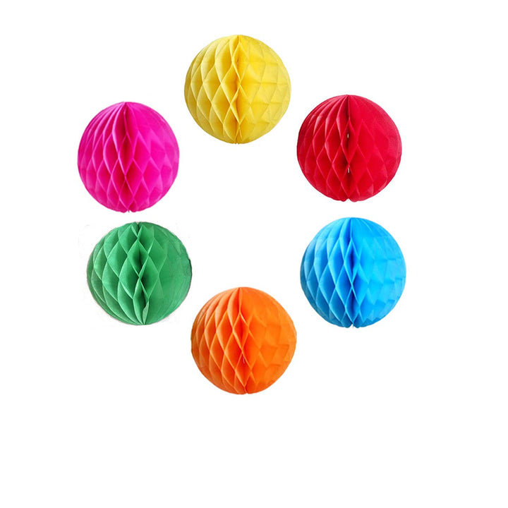 6PCS Paper Honeycomb Balls Tissue Paper Flower Balls Wall Backdrop Decoration Party Pom poms Flower Decoration Wedding Birthday Nursey Baby Shower Suppliers (8inch, Orange)