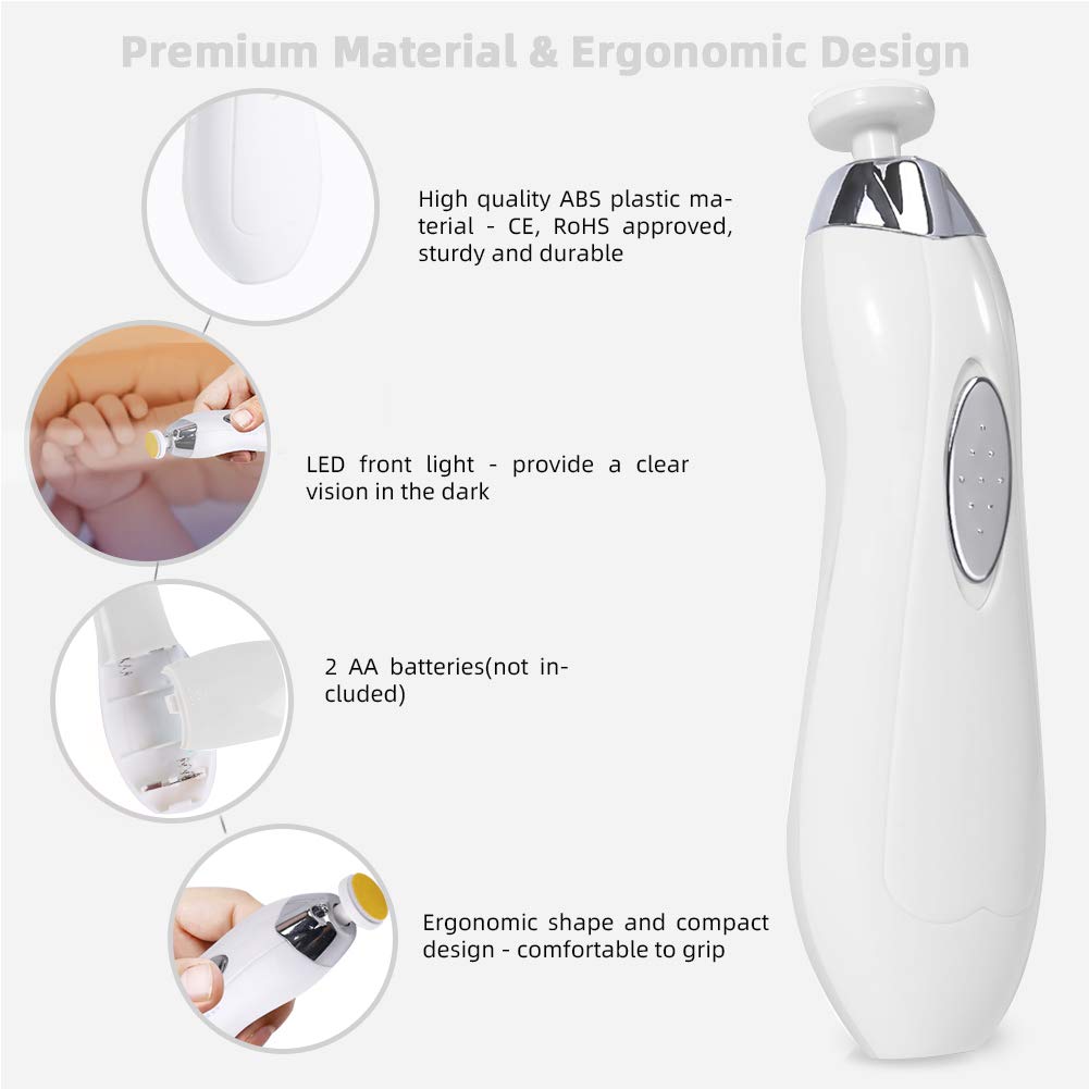 Baby Nail File Electric, 16 in 1 Safe Baby Nail Trimmer Manicure Kit Baby Fingernail Clippers with Light, Baby Nail Grinder Toes Care Trim Polish Grooming Set for Infant Toddler with Nail Clipper