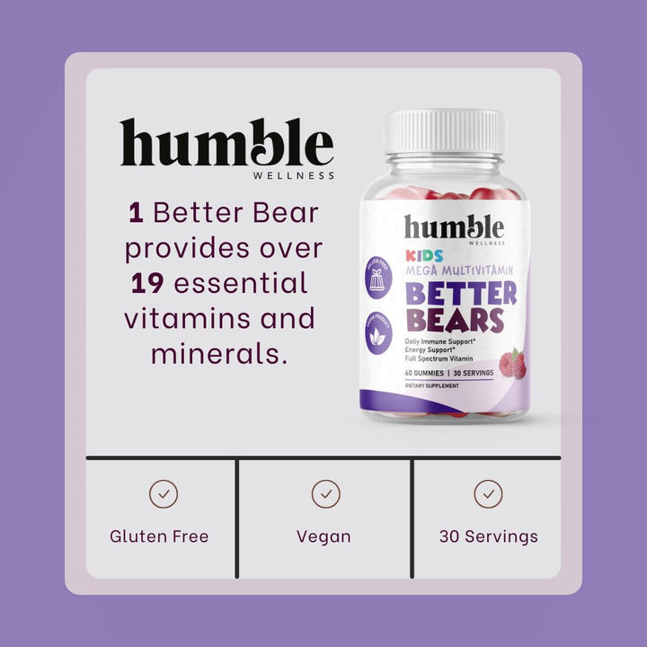 Humble Wellness Better Bears Kids Multivitamin - Raspbe