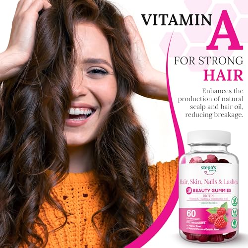 Steph's Pantry Biotin Gummies for Hair, Skin, Nails, & Lashes High Strength Gummies | Daily Multivitamins | Gluten-Free, Nut-Free, Non-GMO, Plant-Based, Vegan, Kosher | (60 Gummies)