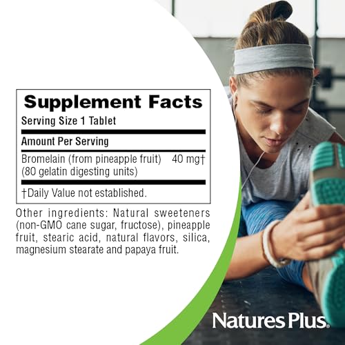 Natures Plus Chewable Bromelain - 40 mg - Natural Prote