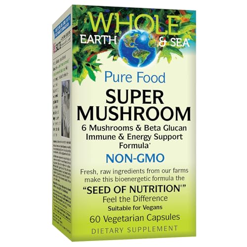 Whole Earth & Sea , Super Mushroom, Whole Food Supplement, Vegan, 60 vegetarian capsules (60 servings)