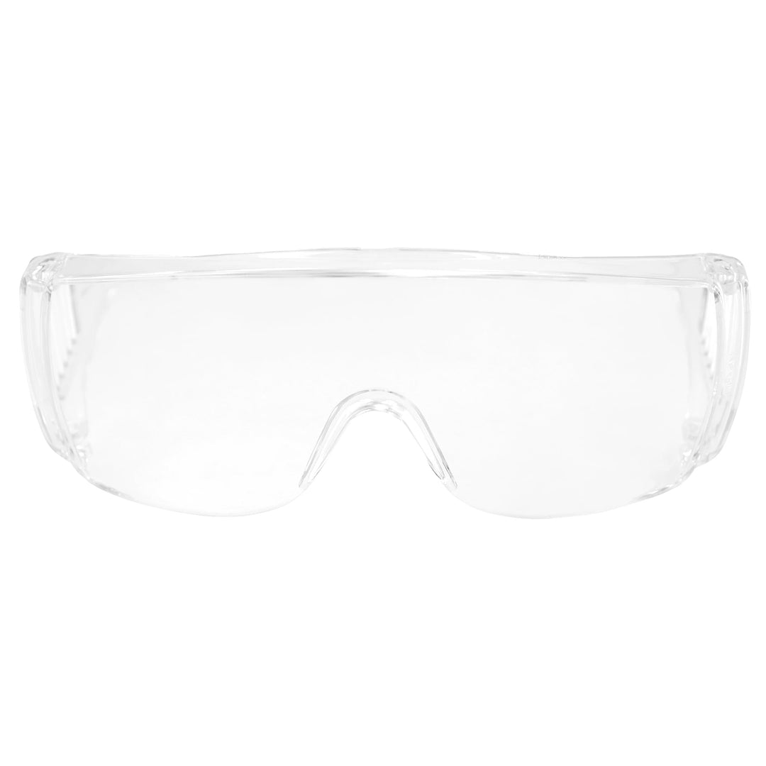 One Pair High Impact Safety Glasses, Goggles Fits Over The Glasses Clear Frame, Lens, Max UV Protection Side Shields, Anti-Glare Brow Guard