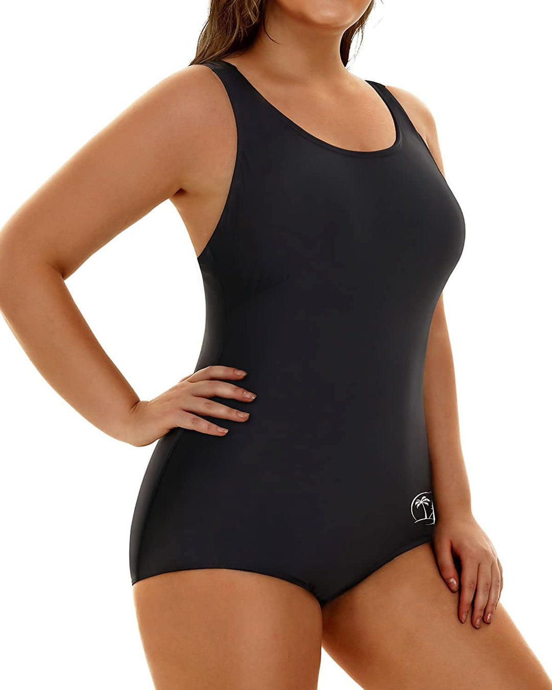 Plus Size Swimsuits Athletic One Piece Bathing Suit for Women Tummy Control Slimming Swimwear Solid Black 18 Plus