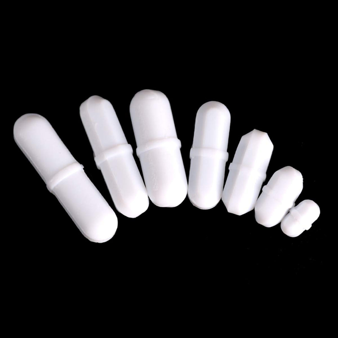 7 Pieces PTFE Magnetic Stirrer Mixer Stir Bar and 11.8 Magnetic Stir Bar Retriever, White