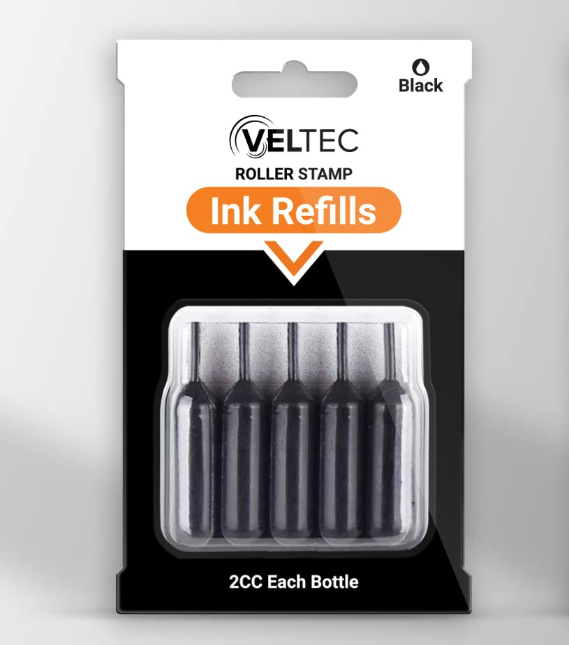 5-Pack Ink Refills for Roller Stamps – Black