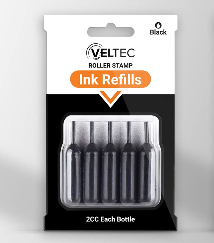 5-Pack Ink Refills for Roller Stamps – Black