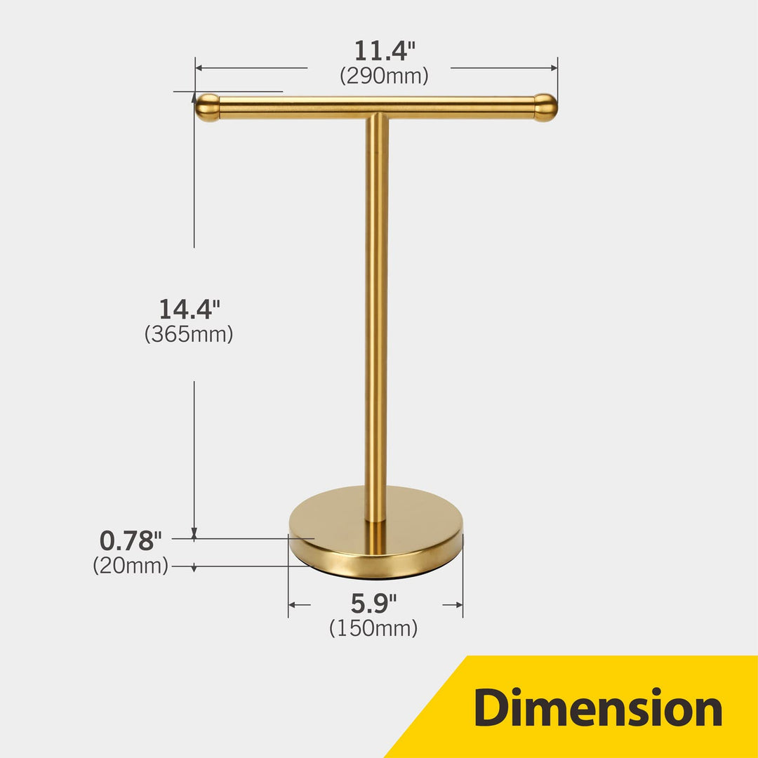 Hand Towel Holder Gold, Hand Towel Rack Stand with Heavy Weighted Base, Countertop Hand Towel Holder Stand for Bathroom,SUS304 Stainless Steel (Gold)
