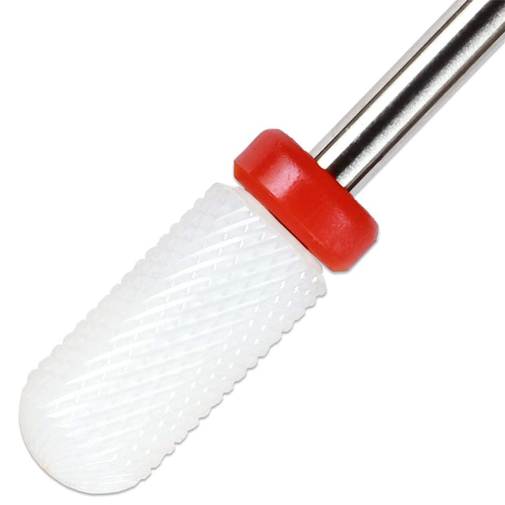 Beauticom Professional USA Ceramic White ROUND Top Small Barrel Bit Nail Drill (Grit: FINE) 3/32 Shank Size
