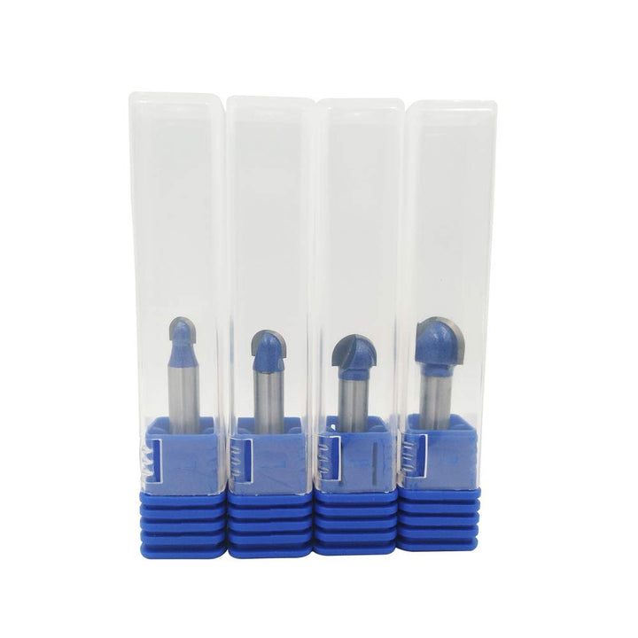 4pcs Core Box Router Bit 1/4 Inch Shank Round Nose Cove Box Router Bits