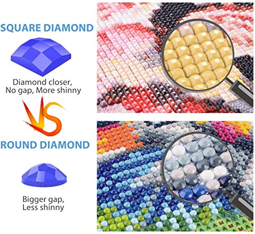 DIY 5D Full Drill Little Angel Girl Wing Picture Landscape Square Diamond Art Painting by Number Kits Religious for Adults &amp; Crystal Rhinestone Cross Stitch for Wall Decor Gift (40x30cm/16x12in)