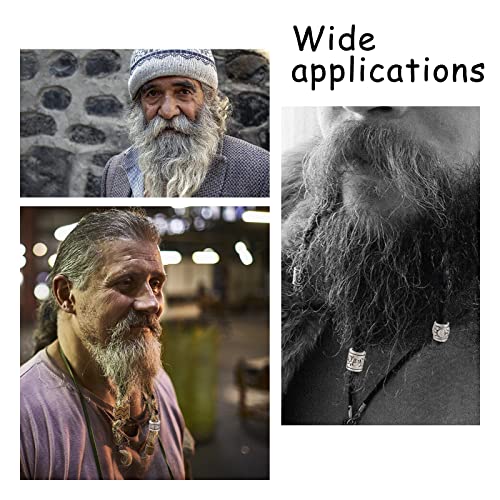 150 Pcs 15 Styles African Hair Beads, Beard Beads Big Hair Beads Tibetan Style Alloy Dreadlock Beads African Beads for Men Women Hair Braids Hair Decoration, Silver/Golden/Bronze, Hole 5-9mm