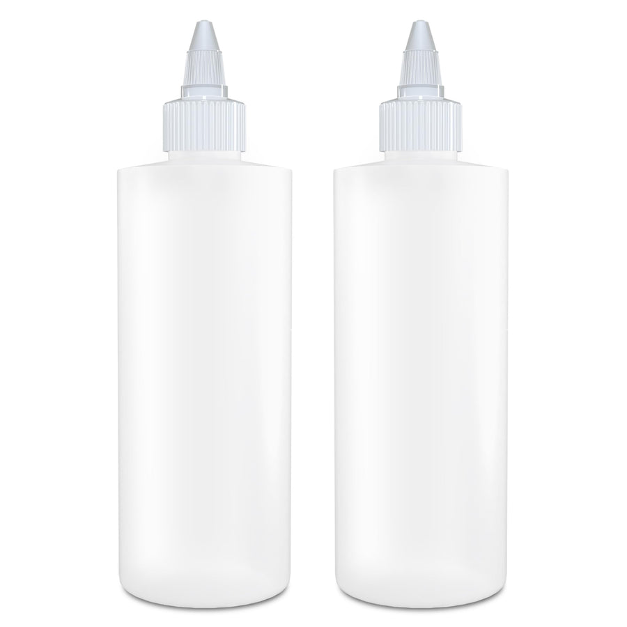 Twist Top Applicator Bottles, Squeeze 8 OZ Empty Plastic Bottles, Refillable, Open/Close Nozzle - Hair Coloring/Multi Purpose (Pack of 2)