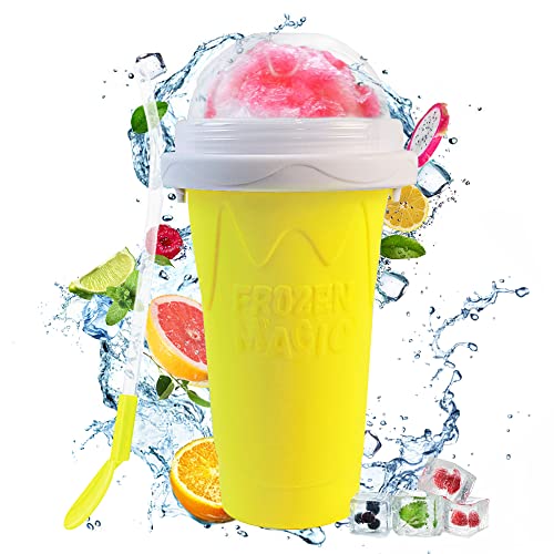 Slushie Maker Cup, Magic Quick Frozen Smoothies Cup Cooling Cup Double Layer Squeeze Cup Slushy Maker, Homemade Milk Shake Ice Cream Maker DIY it for Children and Family