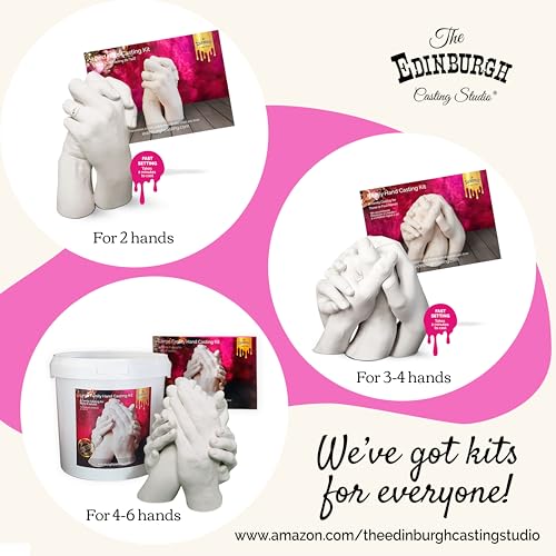 Edinburgh Premium Hand Casting Kit Couples - Lifelike Stone Sculpture for Two DIY Mother&#39;s Day Hand Mold Mom Dad Gifts Wedding Engagement Anniversary Husband Wife Boyfriend Girlfriend Unique Ideas