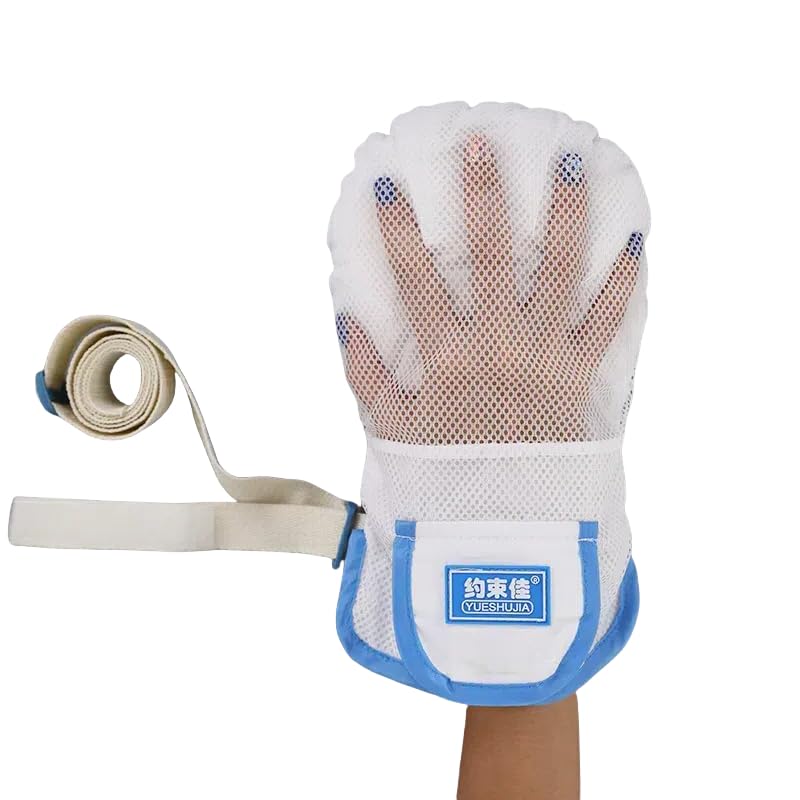 Medical Hand Restraints Safety Mitts Glove for Dementia Elderly and Patients, Fingers Separated Design with Breathable Mesh and Thick Sponge Filling to Keep Comfort and Prevent Scratching(1pcs)