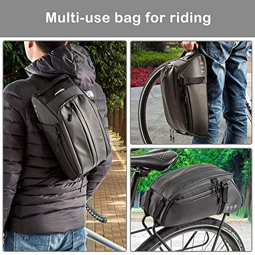 Bike Rack Bag Waterproof Bicycle Trunk Pannier Rear Seat Storage Pack Cycling Cargo Carrier Pouch for Travel City Commuting Daily Work (9735-Black)