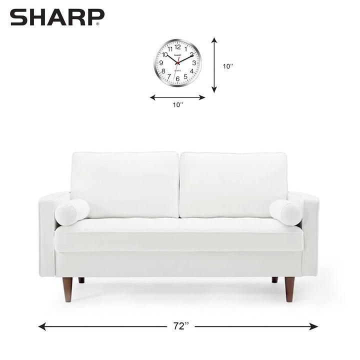 Sharp Wall Clock – Silver/Chrome, Silent Non Ticking 10